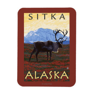Magnet Flexible Scène de caribou - Sitka, Alaska