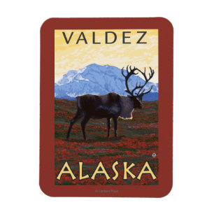 Magnet Flexible Scène de caribou - Valdez, Alaska