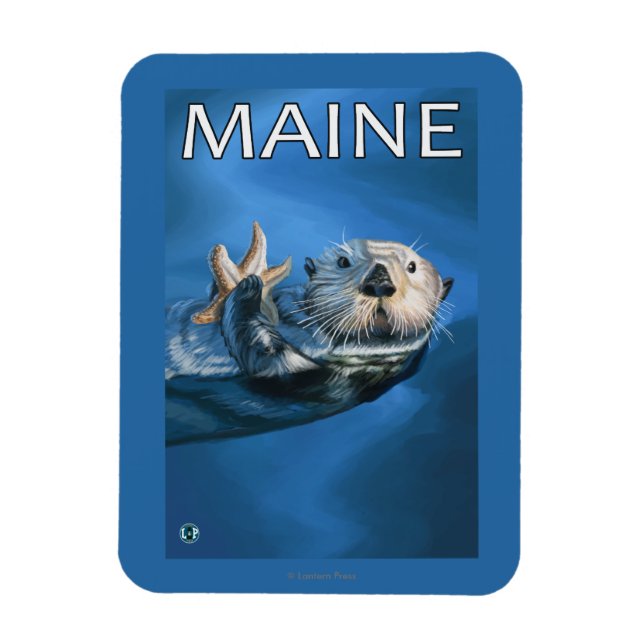 Magnet Flexible Scène de Loutres de Maine (Vertical)