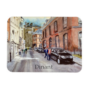 Magnet Flexible Scène de rue à Dinant en Belgique, aquarelle