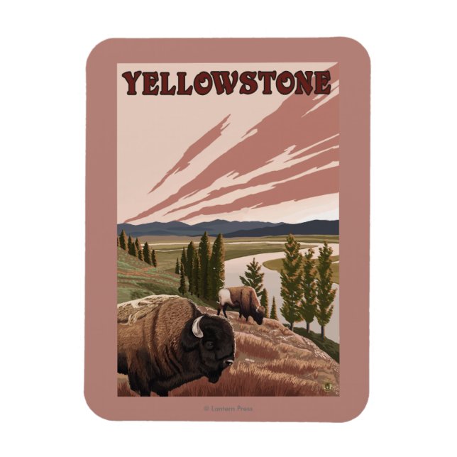 Magnet Flexible Scène de YellowstoneBison (Vertical)