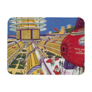 Magnet Flexible Science-fiction vintage, Futuriste New York