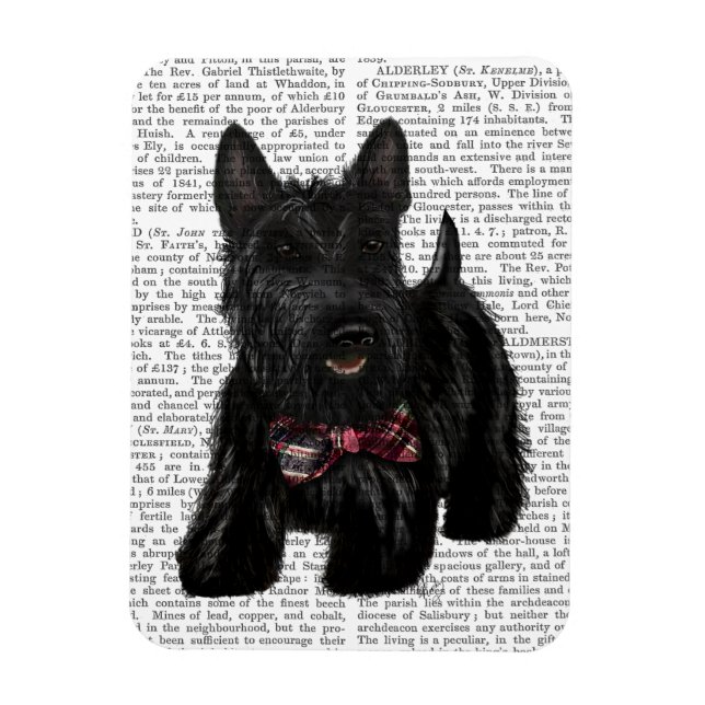 Magnet Flexible Scottish Terrier et Bow (Vertical)