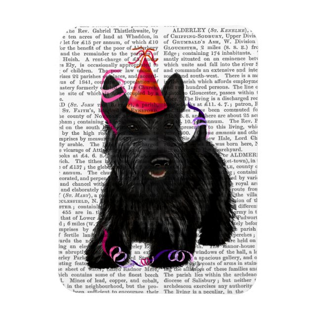 Magnet Flexible Scottish Terrier et Casquette de fête (Vertical)