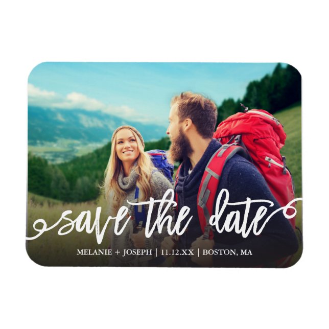 Magnet Flexible Script Chic Enregistrer La Photo Date (Horizontal)