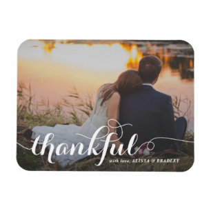 Magnet Flexible Script de calligraphie blanche Merci Mariage photo