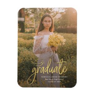 Magnet Flexible Script de graduation Photo Grad 2024 Faire-part