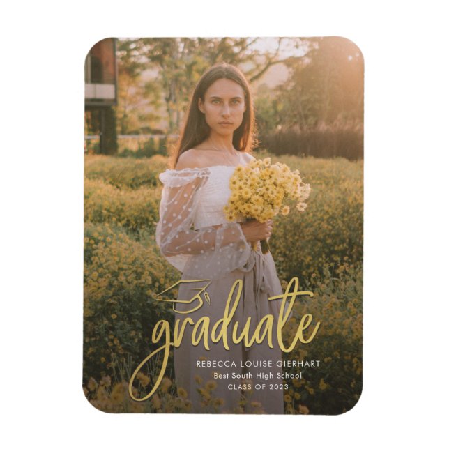 Magnet Flexible Script de graduation Photo Grad 2024 Faire-part (Vertical)