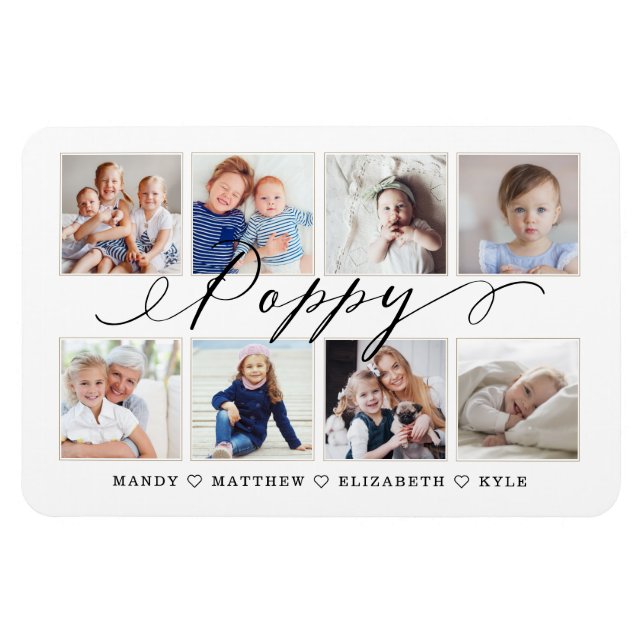 Magnet Flexible Script de Poppy moderne | Collage photo pour petit (Horizontal)