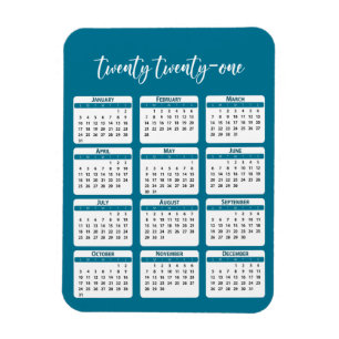Magnet Flexible Script du calendrier de l'année complète 2021
