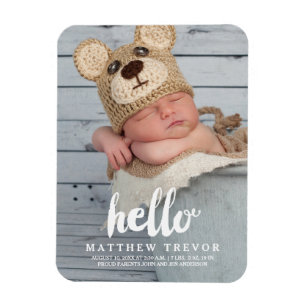 Magnet Flexible Script Hello Aimant Faire-part de naissance bébé