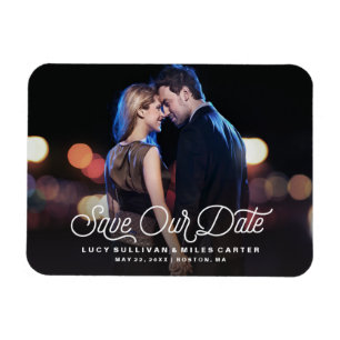 Magnet Flexible Script intemporel Sauvegarder notre date Photo Fai