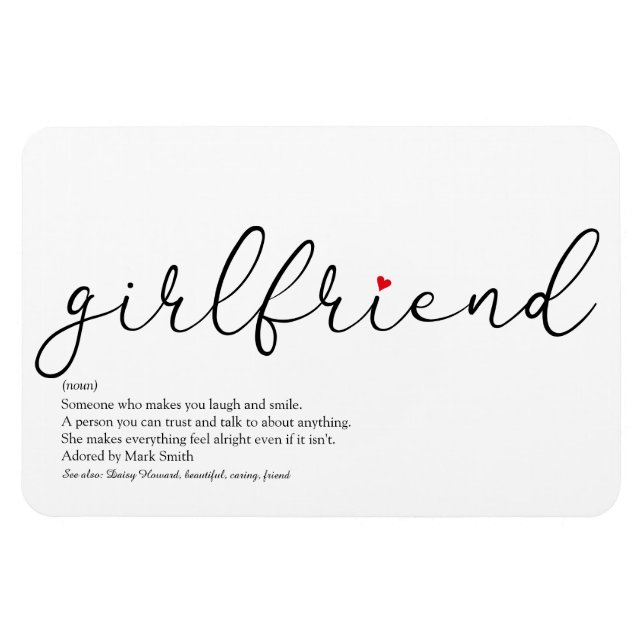 Magnet Flexible Script Love Coeur Girlriend Définition (Horizontal)