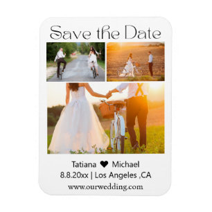 Magnet Flexible script minimaliste 3 photos montage save the date 