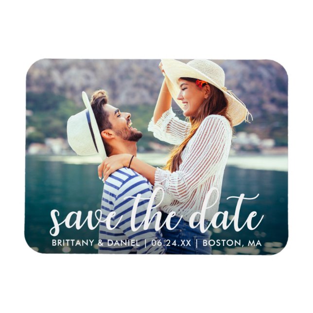 Magnet Flexible Script moderne | Enregistrer La Date Annonce Photo (Horizontal)