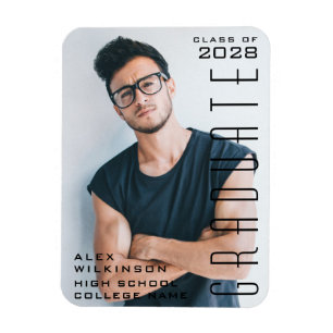 Magnet Flexible Script moderne Guy Trendy Graduation Photo