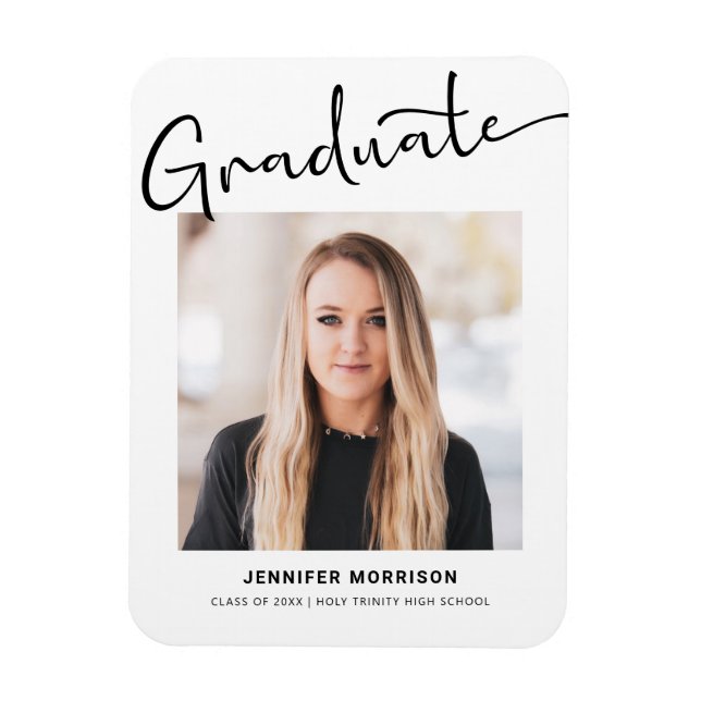 Magnet Flexible Script moderne Photo Graduation Lycée (Vertical)