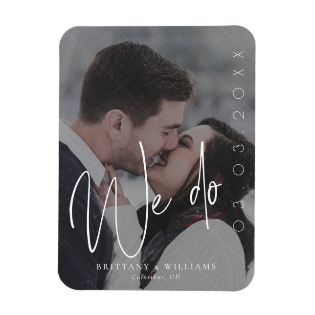 Magnet Flexible Script moderne | Photo romantique Sauvez la date (Vertical)