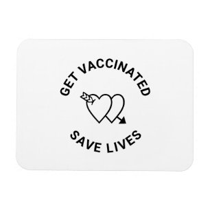 Magnet Flexible Se faire vacciner sauver des vies Coeurs blancs no