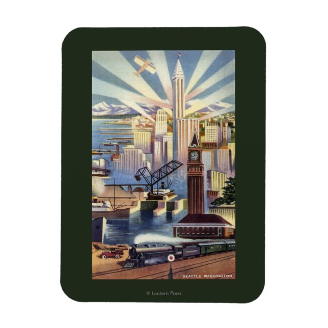 Magnet Flexible Seattle, Washington - Vue du centre-ville (Vertical)