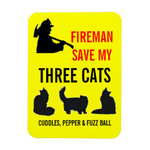 Magnet Flexible Sécurité incendie sur trois chats personnalisée