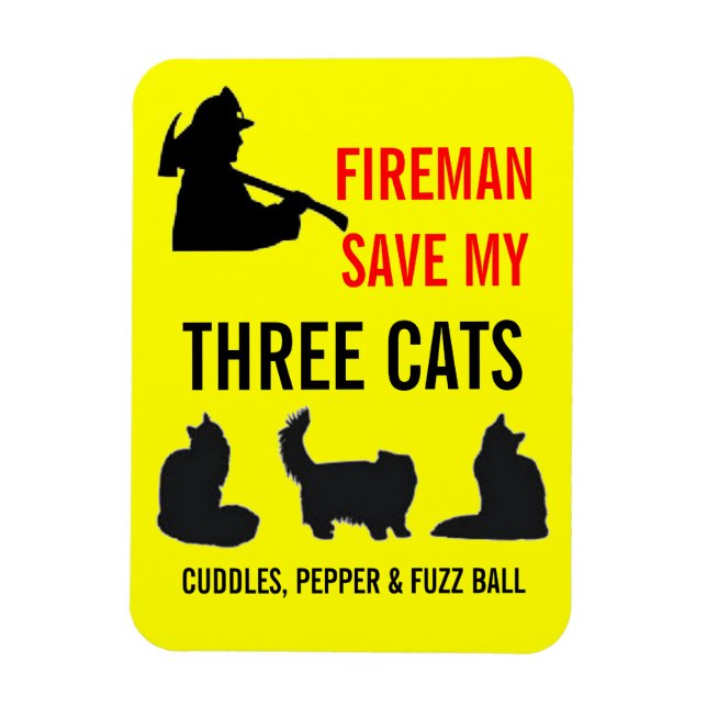 Magnet Flexible Sécurité incendie sur trois chats personnalisée (Vertical)