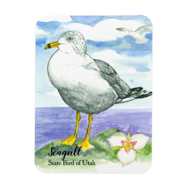 Magnet Flexible Sego Lily Seagull Oiseau d'État de l'Utah (Vertical)