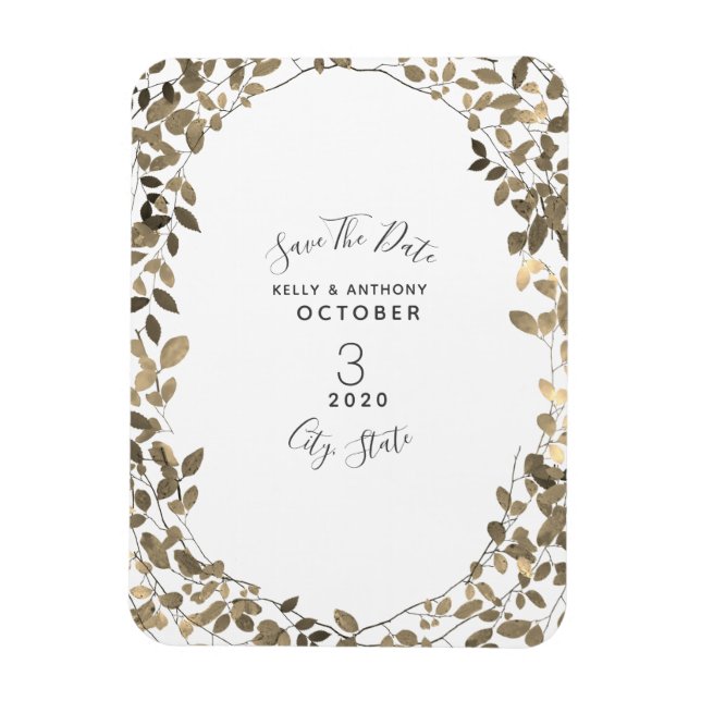 Magnet Flexible Sepia Mariage Botanique Enregistrer La Date (Vertical)