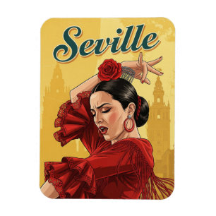 Magnet Flexible Séville Espagne Danseur de flamenco en rouge