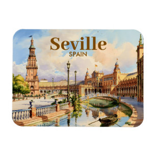 Magnet Flexible Séville Espagne personnalisée Plaza de Espana Aqua