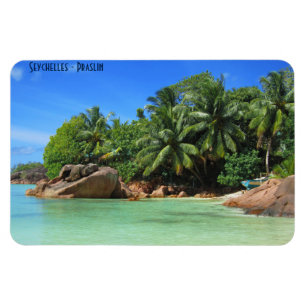 Magnet Flexible Seychelles - plage de sable avec palmiers sur l'îl