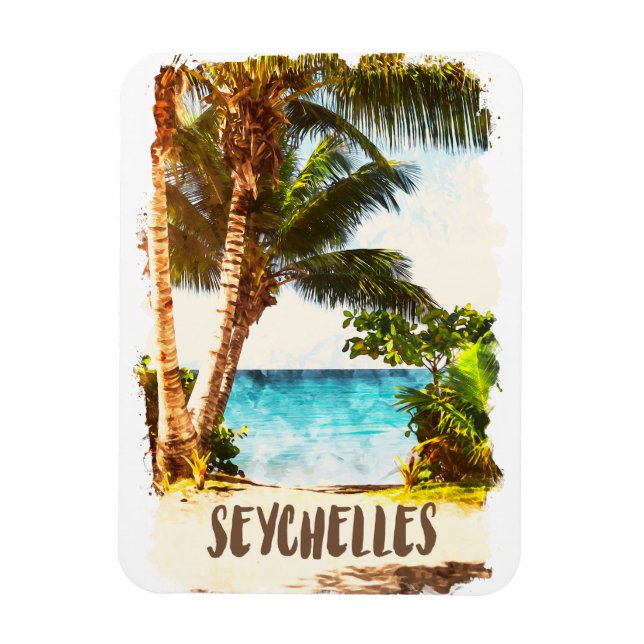 Magnet Flexible Seychelles Vue panoramique des îles tropicales (Vertical)