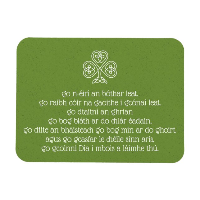 Magnet Flexible Shamrock de noeud celtique Bénédictions gaéliques (Horizontal)