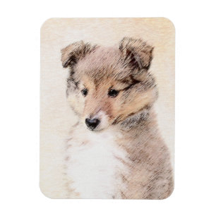 Magnet Flexible Shetland Sheepdog Puppy Peinture Chien original ar