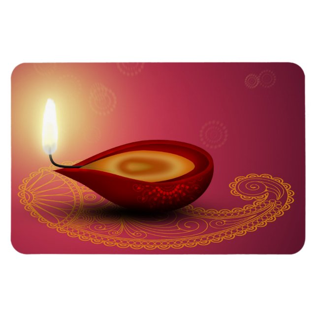 Magnet Flexible Shiny Happy Diwali Diya - Aimant flexible (Horizontal)