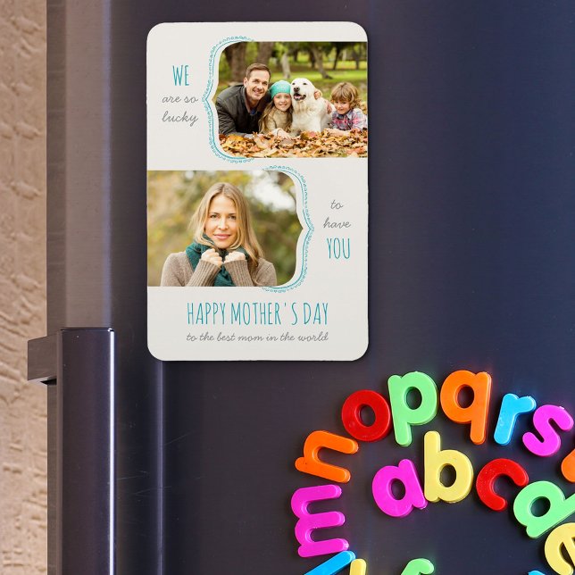 Magnet Flexible Si chanceux de vous avoir 2 Photo Fête des Mères (Créateur téléchargé)