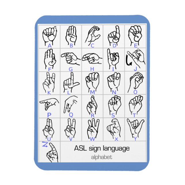 Magnet Flexible SIGNER LANGUE Aimant ALPHABET (Vertical)
