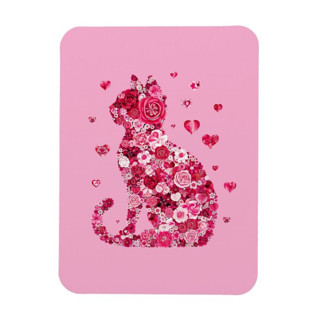 Magnet Flexible Silhouette Chat Floral ArtFaux Toile Enveloppée Im (Vertical)