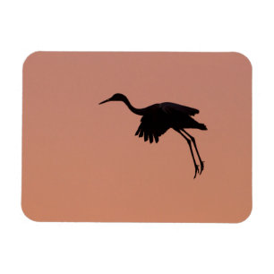 Magnet Flexible Silhouette de Sandhill sur ciel rose couché de sol