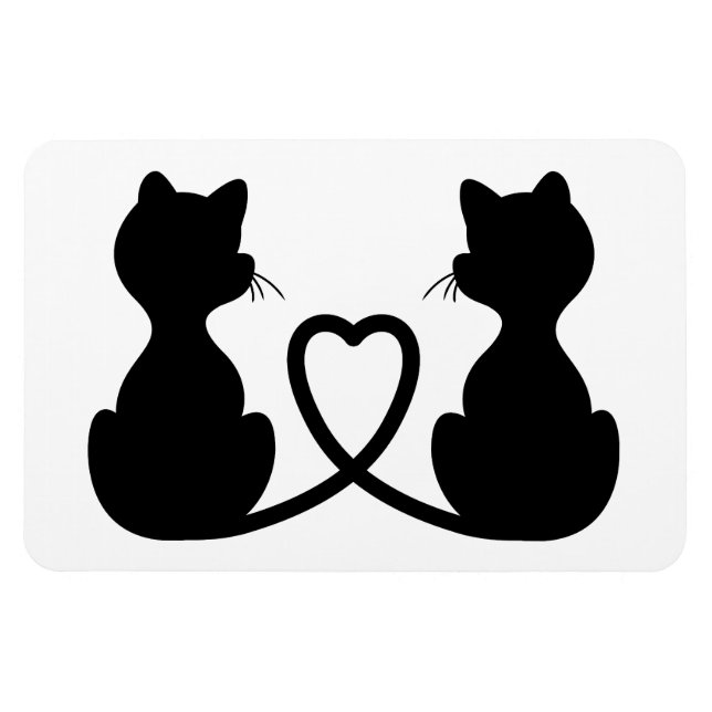 Magnet Flexible Silhouette Noire De Deux Chats En Amour (Horizontal)