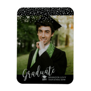 Magnet Flexible Silver Confetti Faire-part de graduation photo