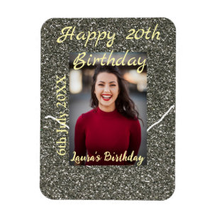 Magnet Flexible Silverglitter photo 20e anniversaire ajouter nom d