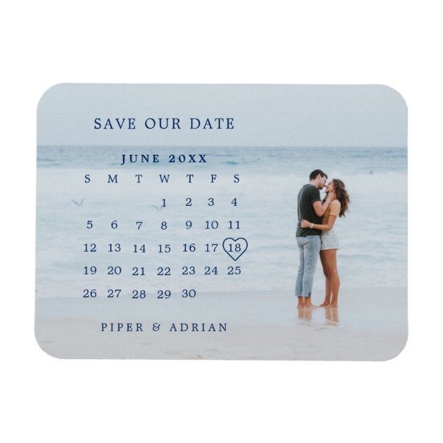 Magnet Flexible Simple Calendrier photo mariage Enregistrer la dat (Horizontal)