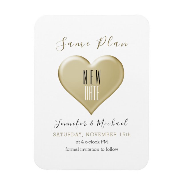 Magnet Flexible Simple changement de date de mariage en or (Vertical)