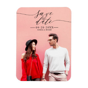 Magnet Flexible Simple Chic Script  Mariage Enregistrer La Date Ph