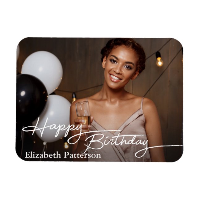 Magnet Flexible Simple Classique Joyeux Anniversaire Photo (Horizontal)