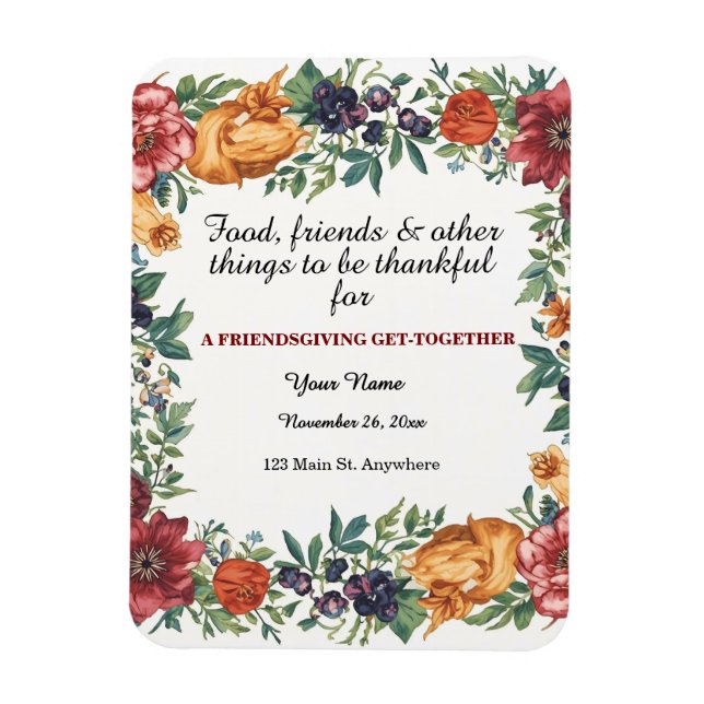 Magnet Flexible Simple Elegant Floral Friendsgiving  (Vertical)