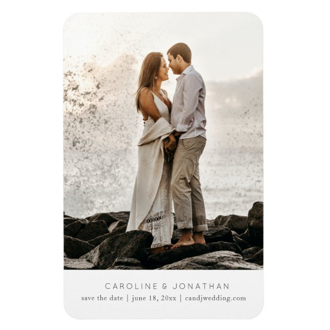 Magnet Flexible Simple Minimal Enregistrer la date, une grande pho (Vertical)