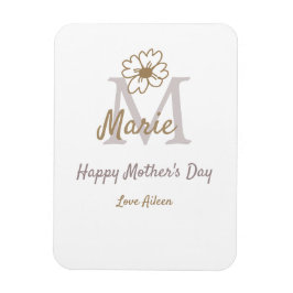 Magnet Flexible simple minimal mother's day monogram golden gray f