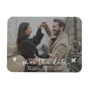 Magnet Flexible Simple moderne de destination mariage script photo